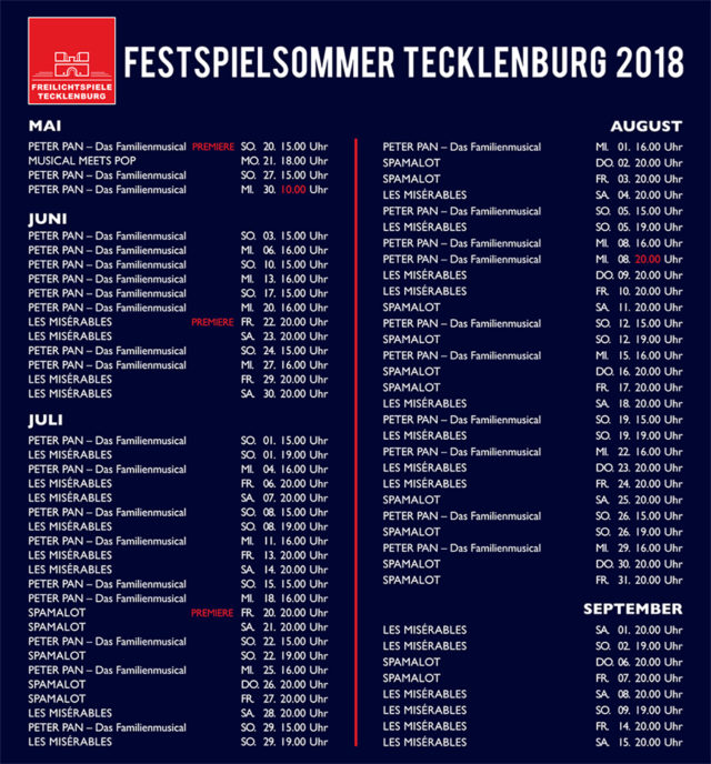 Spielplan 2018 Tecklenburg